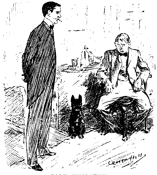Two men talking.