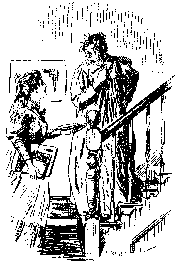Maid talking to mistress.