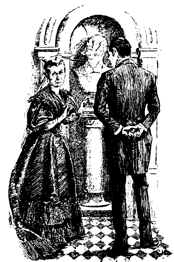 Man talking to woman.