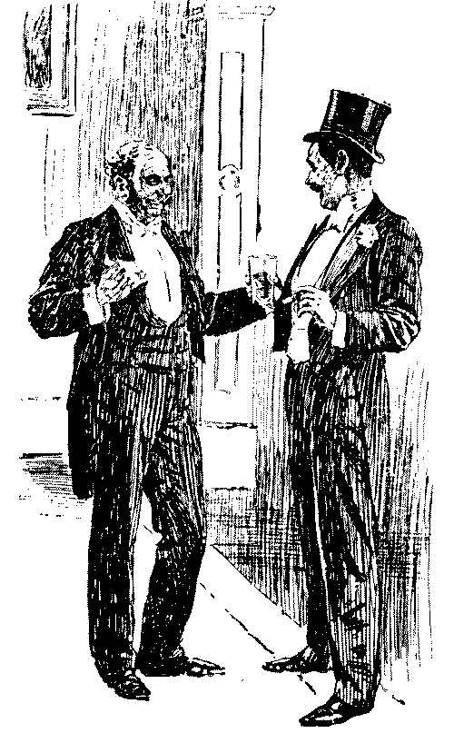 Two men talking.