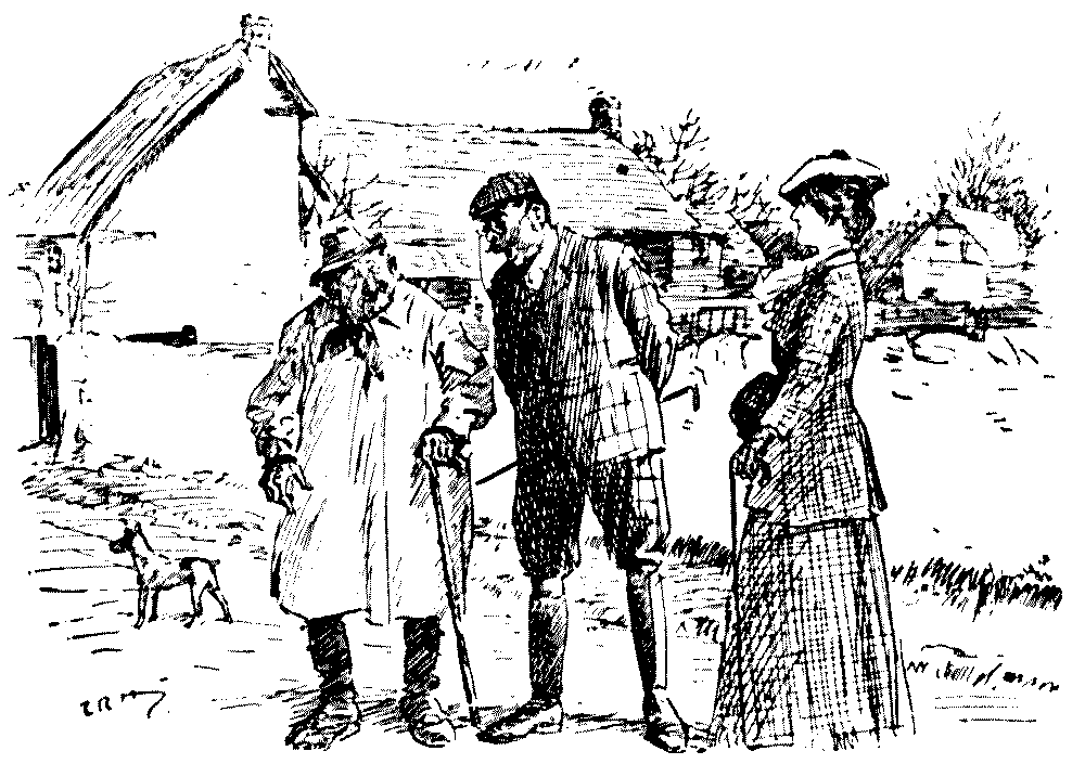 Couple talking to a man.