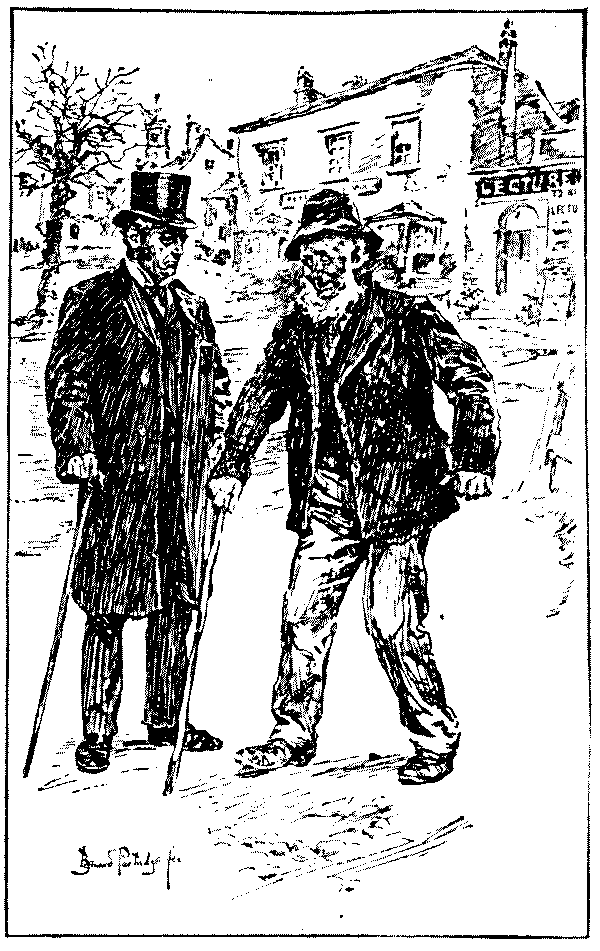 Two men talking.
