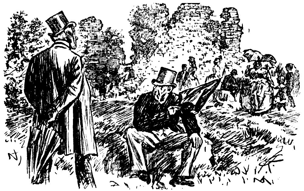 Two men talking.