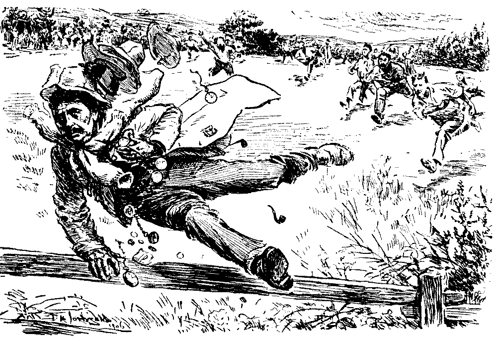 Umpire, a Fireman, runnig to obey a fire call.