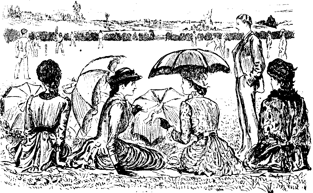 Two women watching cricket.