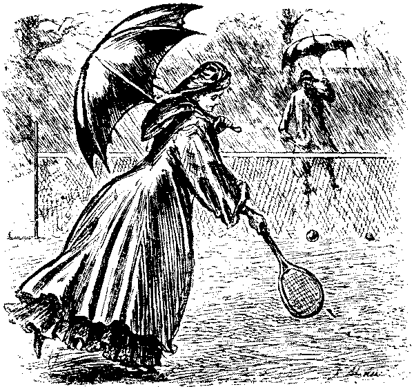 Tennis played in downpour of rain.