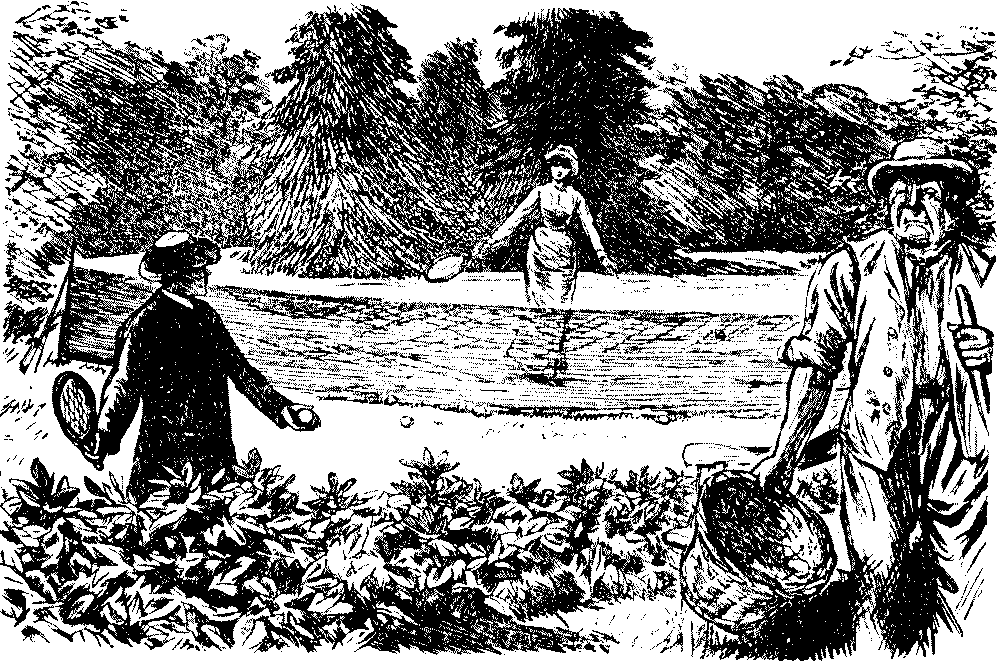 Gardener passing game of tennis.