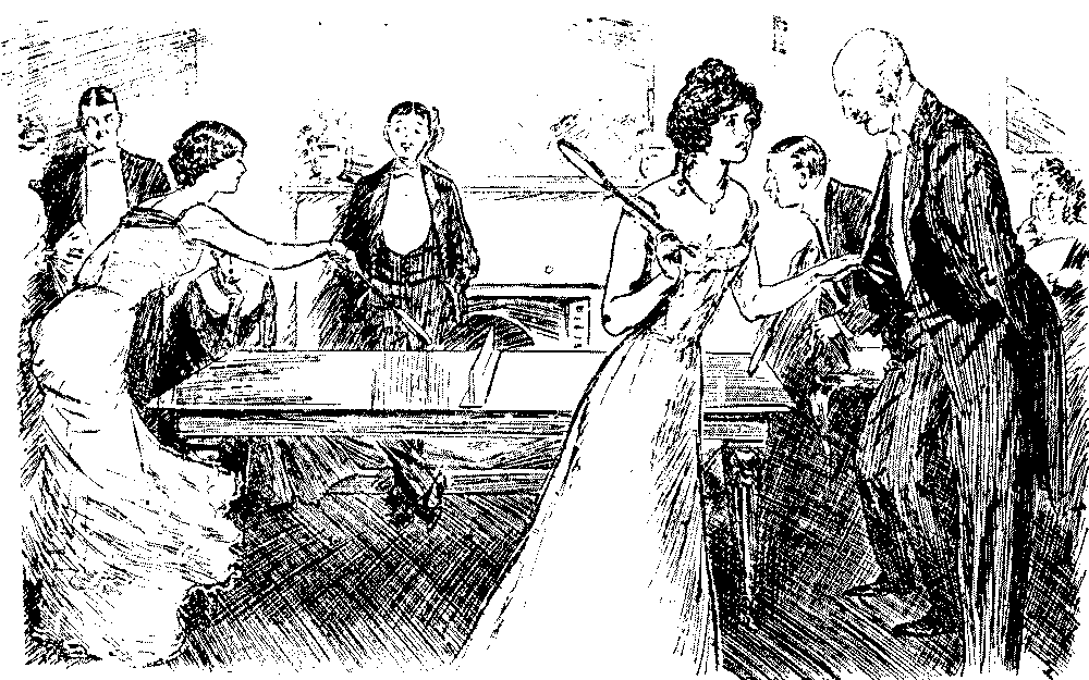 Young lady addressiing her father.