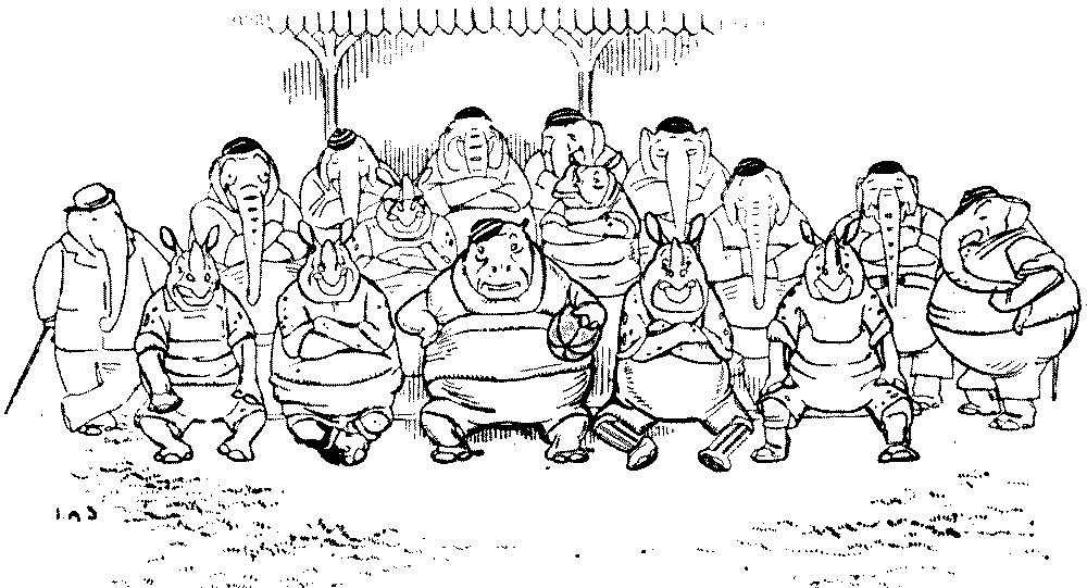 Cartoon team of animals
