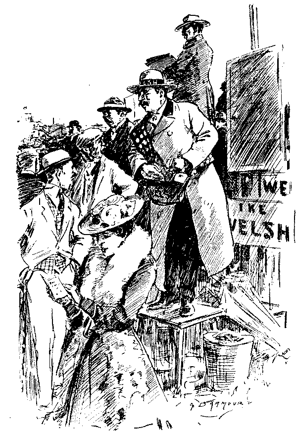 Man talking to bookmaker.