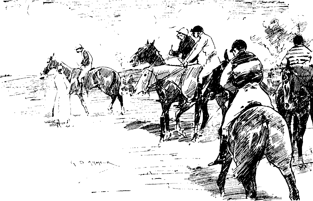 Two riders discussing another.