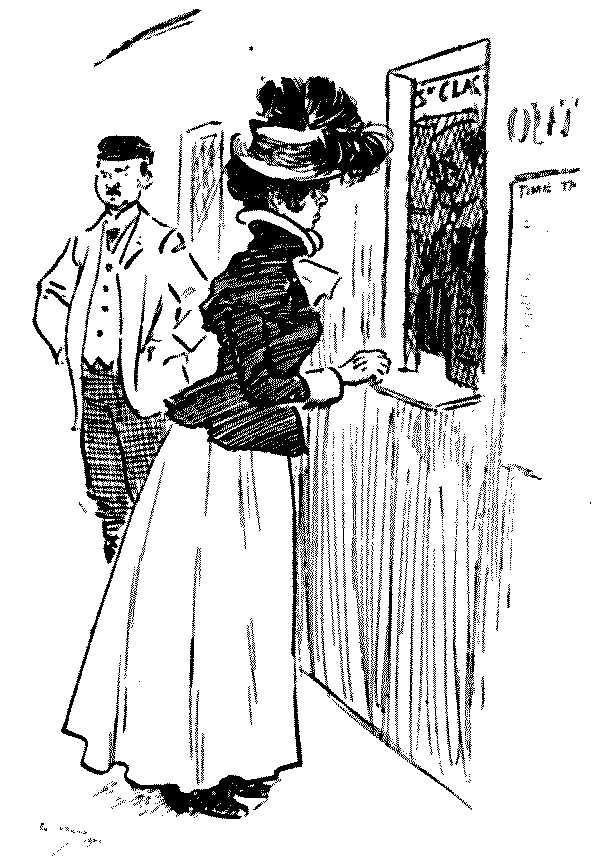 Female buying ticket.