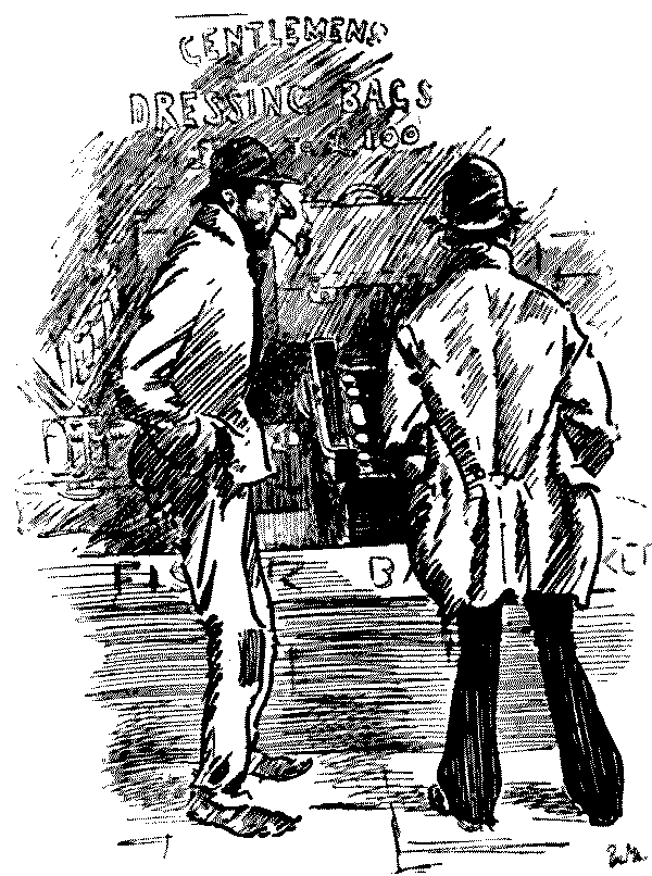 Men looking in shop window