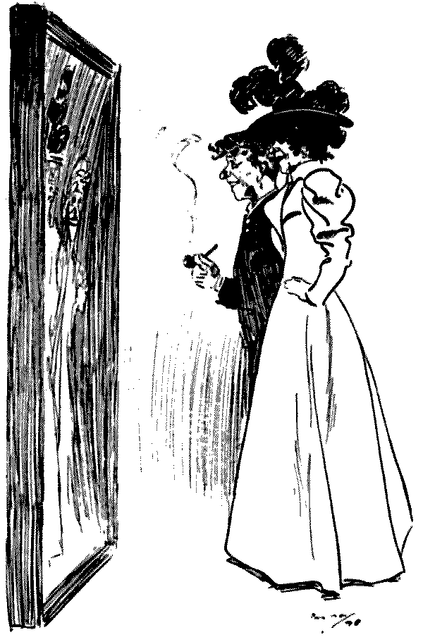 Looking in mirror