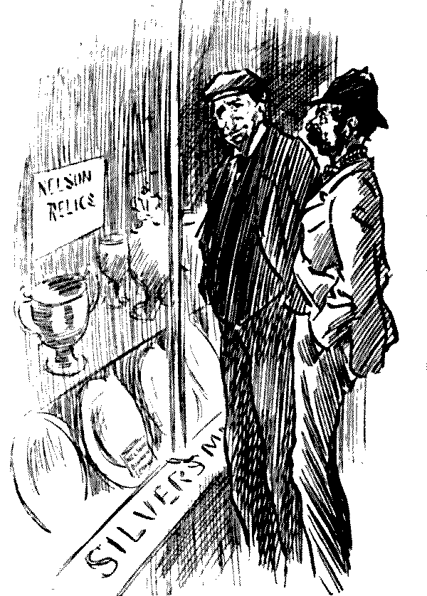 men looking in shop
