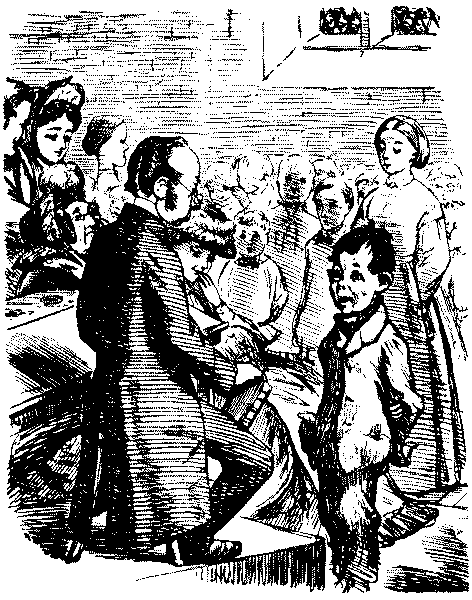 Man interviewing boy