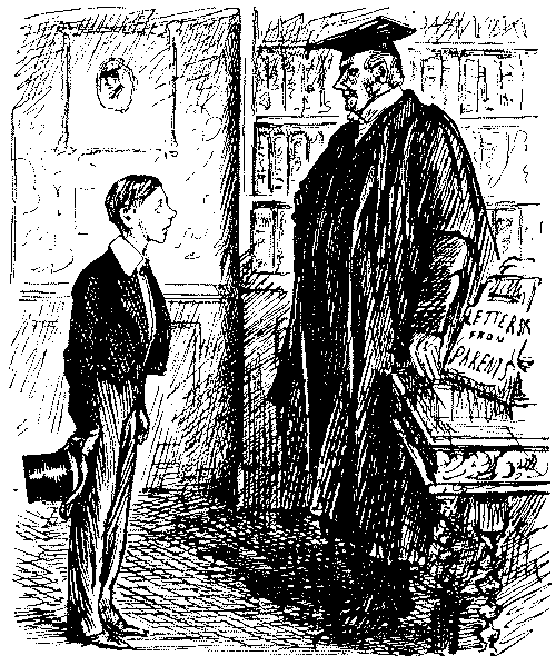 Schoolboy with schoolmaster.