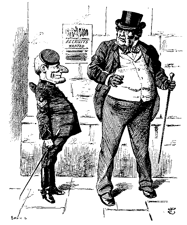 Mr. Punch speaking to John Bull.