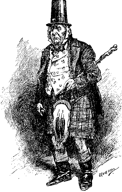 John Bull in kilt with bagpipes.