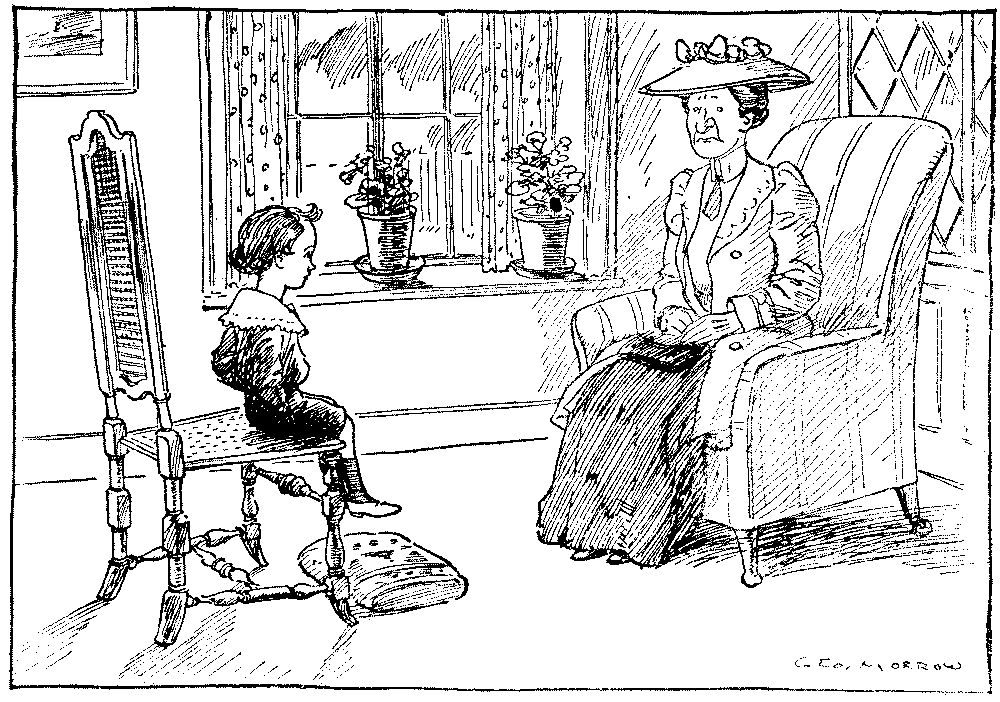 Boy speaking to lady.
