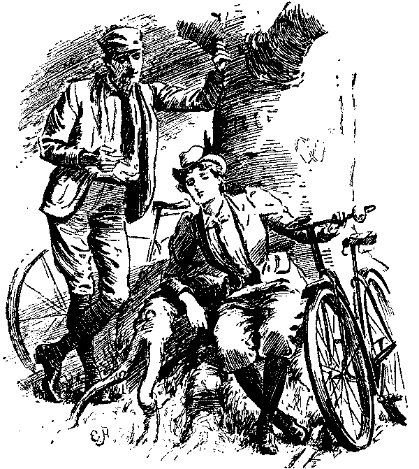 Man speaking to lady with a bicycle