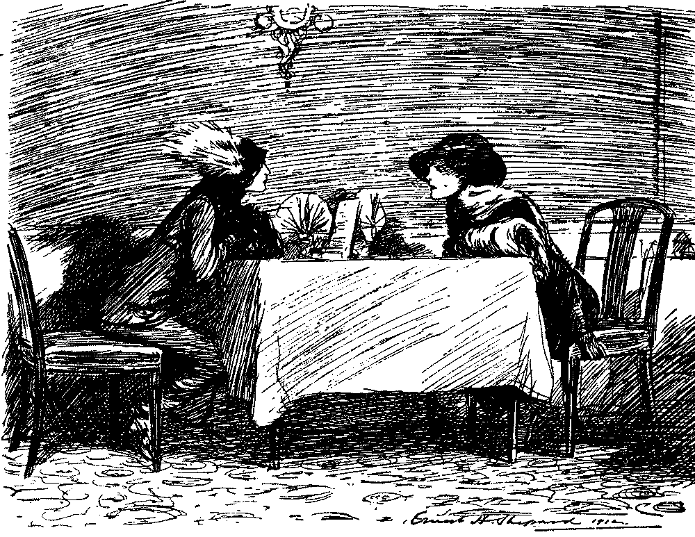 Two women talking.