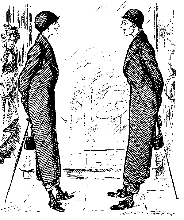 Similarly dressed man and woman.