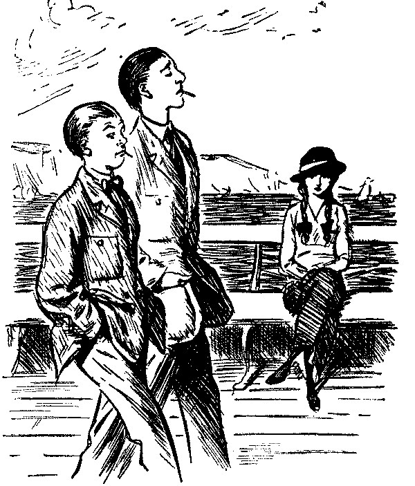Two men walking against the wind. Hair unruffled.