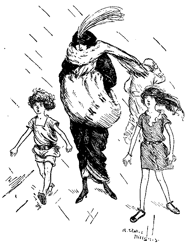 Mother dressed for weather, children not.