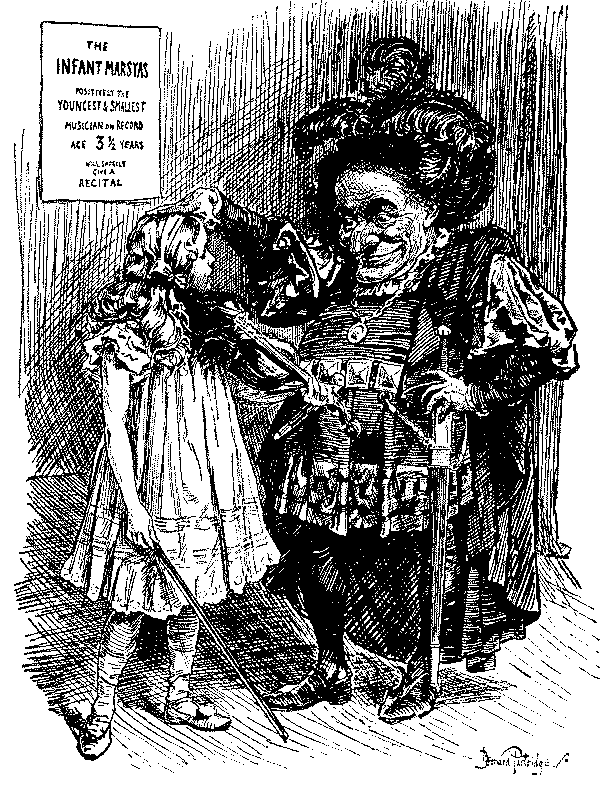 Cartoon. Punch speaking to a child