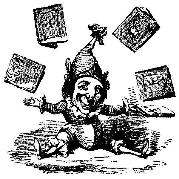 Cartoon. Mr P. juggling