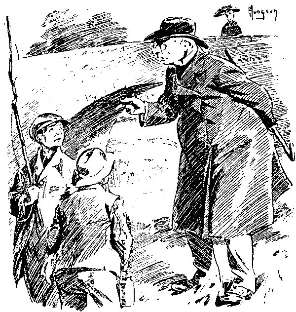 Man talking to boys.