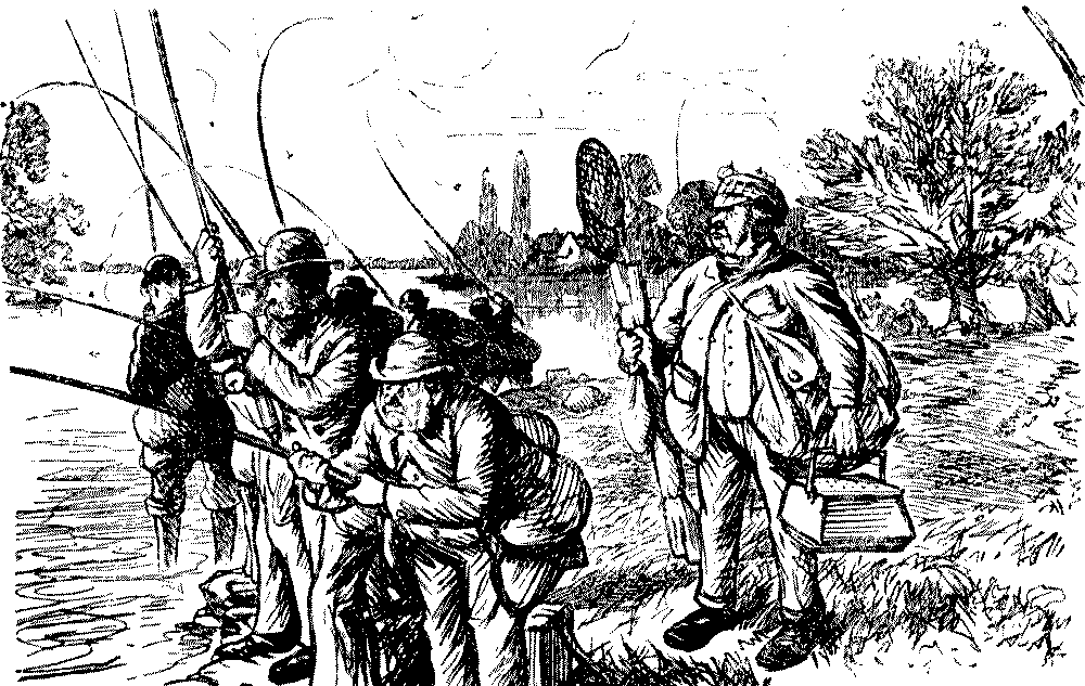Crowd of anglers.