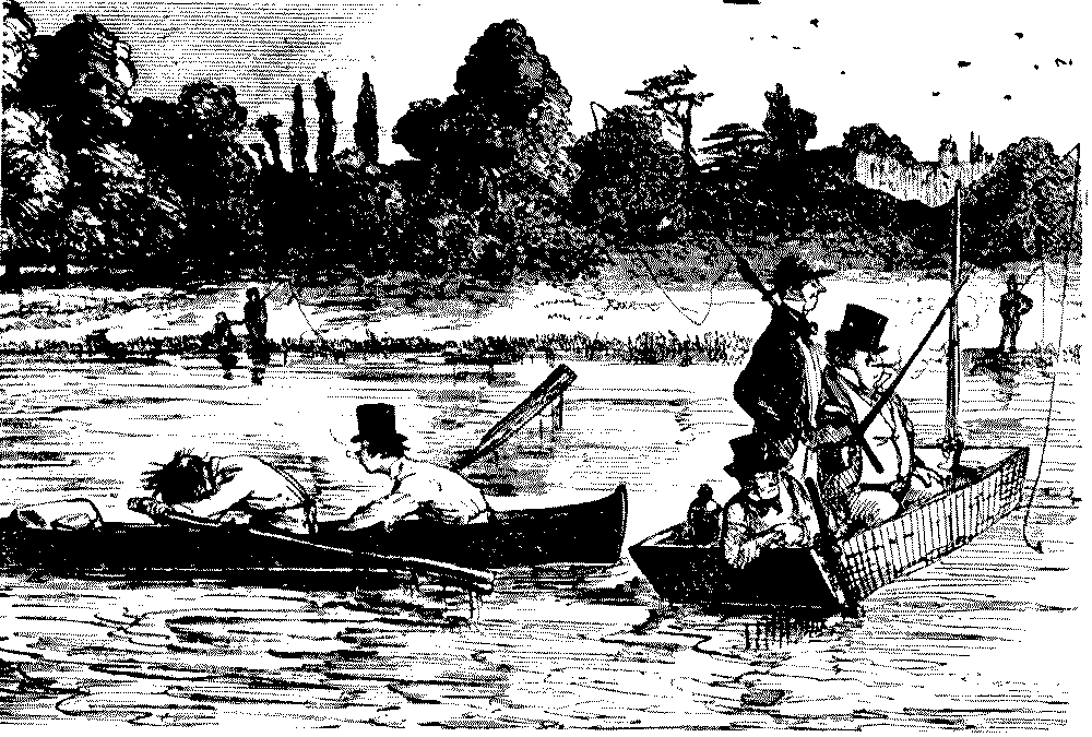 A punt about to be rammed by another boat.