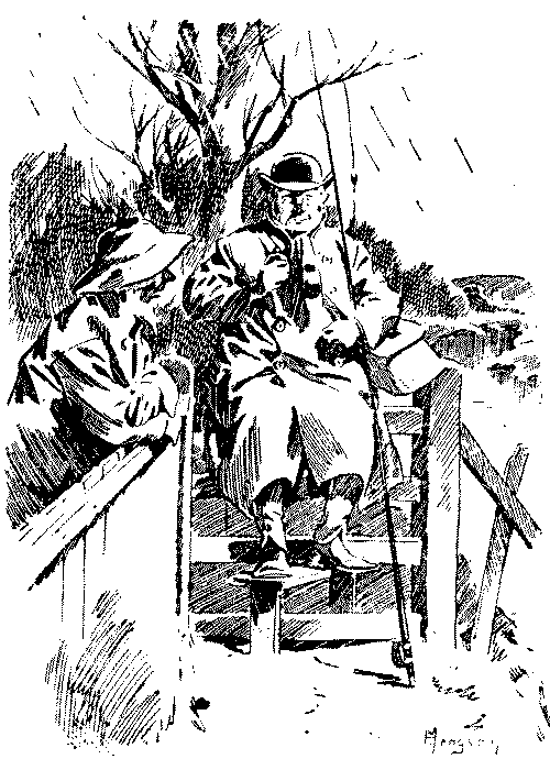 Yokel talking to angler.