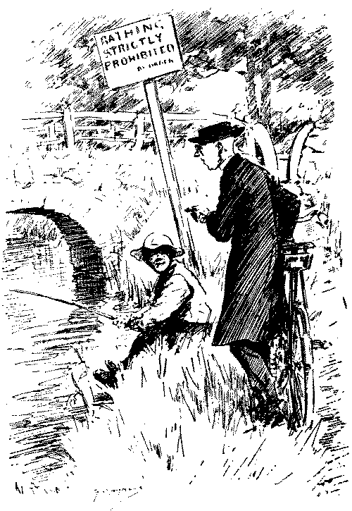 Curate speaking to boy fishing