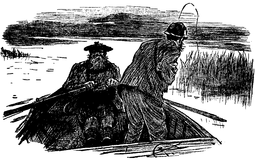 Two men ina boat.