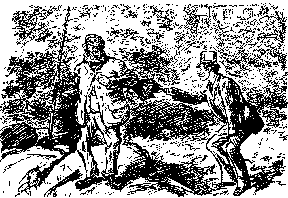 Two men talking.