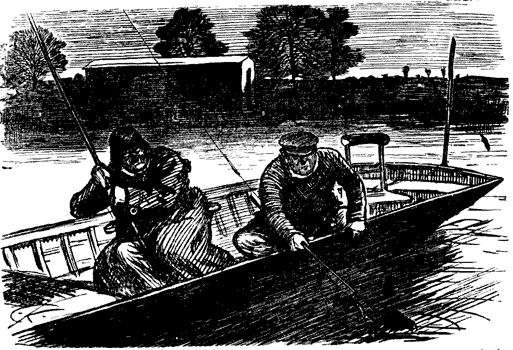 Two men in a boat.
