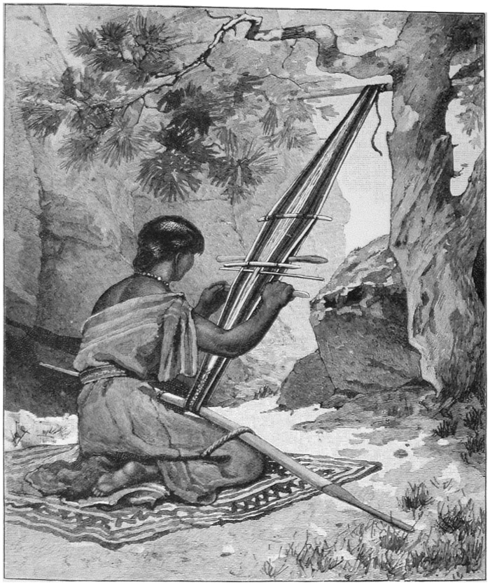 Navajo Woman Weaving a Belt