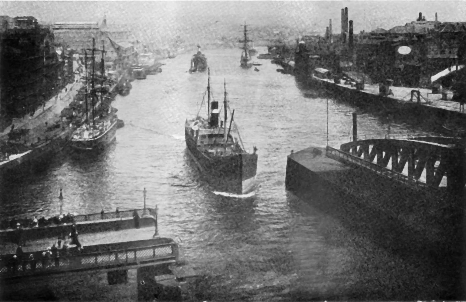 Illustration: The River Tyne at Newcastle (showing Swing Bridge Open).