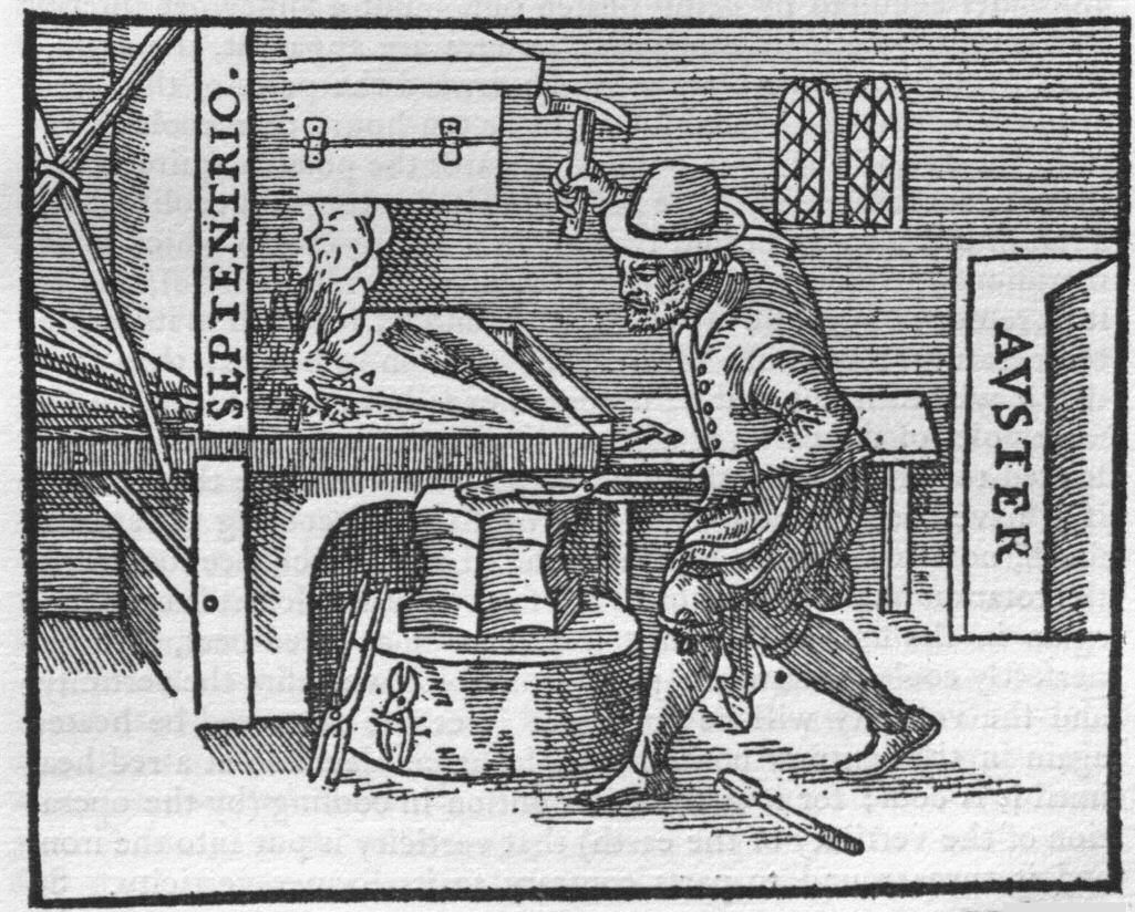 Working iron in a smithy.
