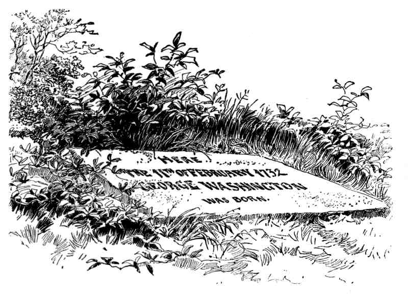 SLAB THAT MARKS THE LOCATION OF THE HOUSE WHERE WASHINGTON WAS BORN SLAB THAT MARKS THE LOCATION OF THE HOUSE WHERE WASHINGTON WAS BORN