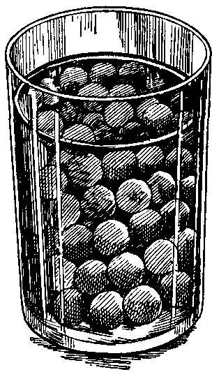 Fig. 6—A tumbler partly filled with marbles covered with water, suggesting the relations of the cells to the lymph. Fig. 6