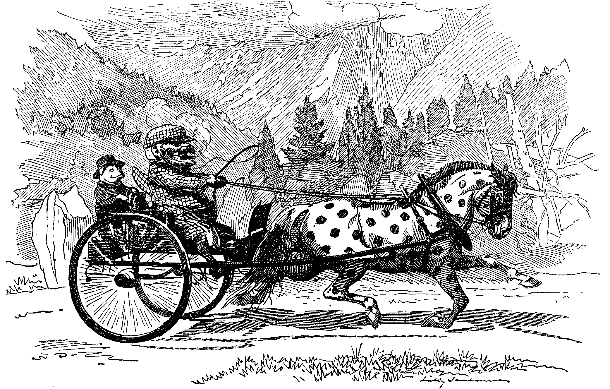 Mr. Punch and Toby in a Cariole