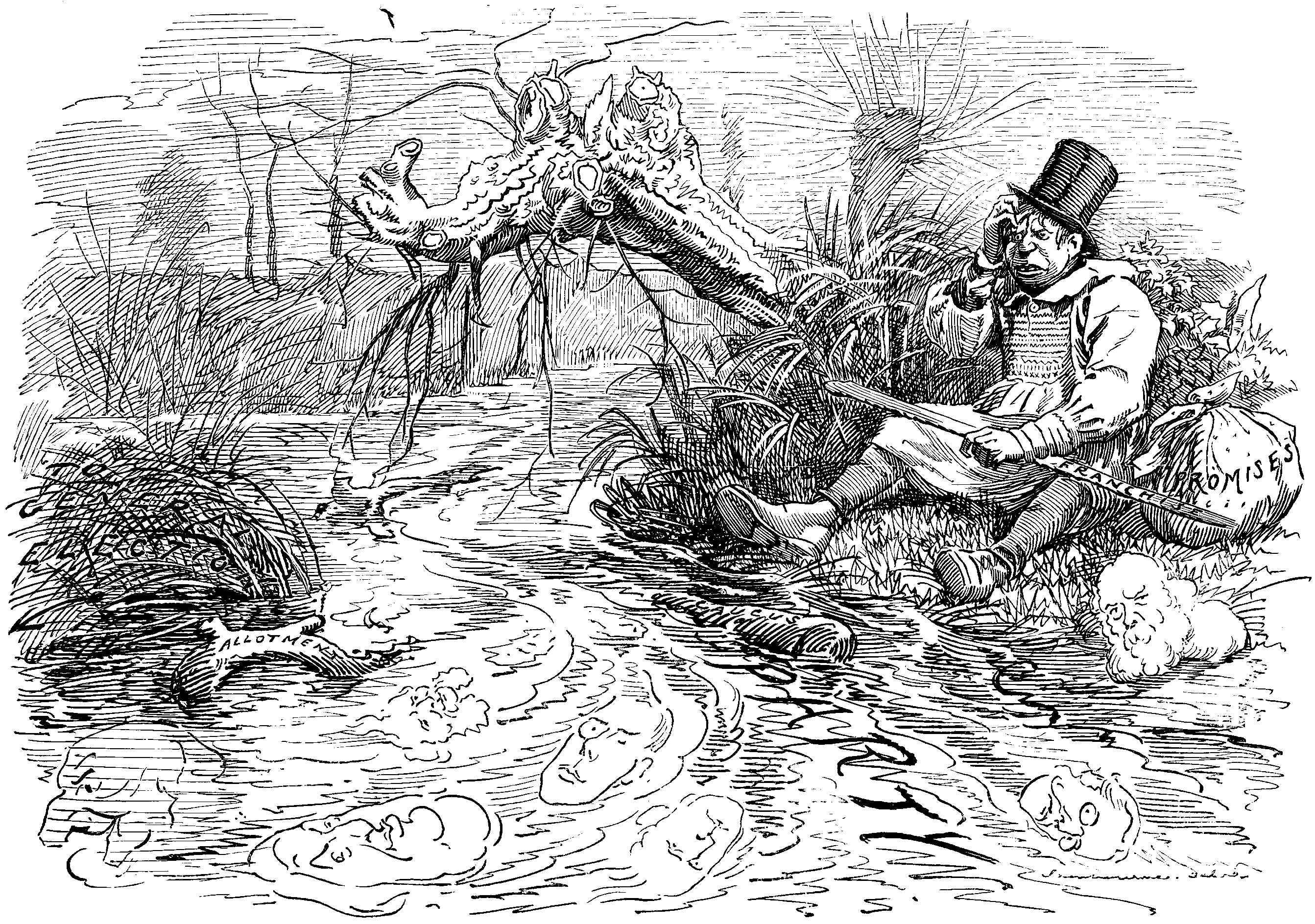RUSTICUS EXPECTANS. (NEW POLITICAL VERSION OF AN OLD FABLE.)