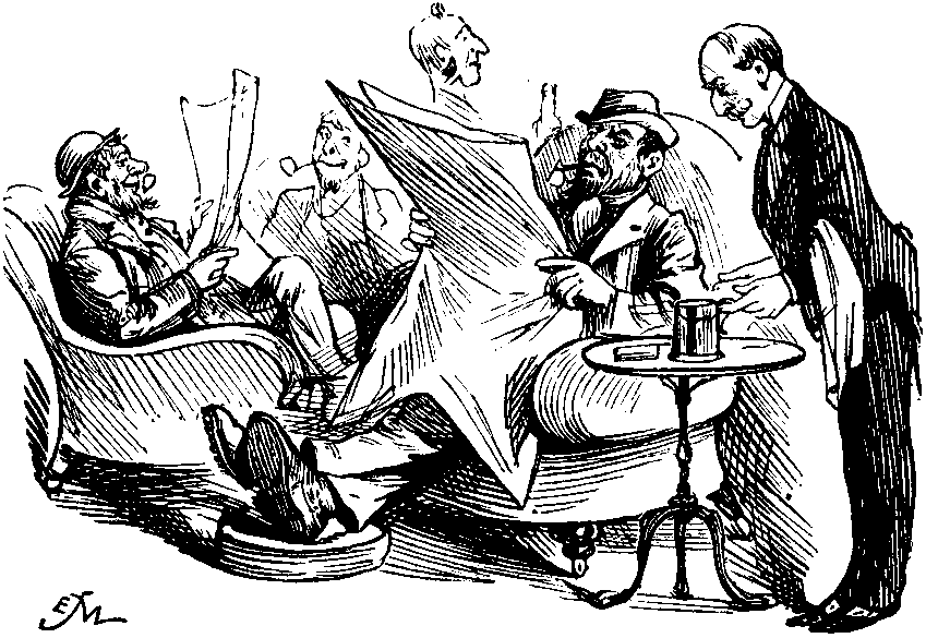Reading newspapers at their Club.