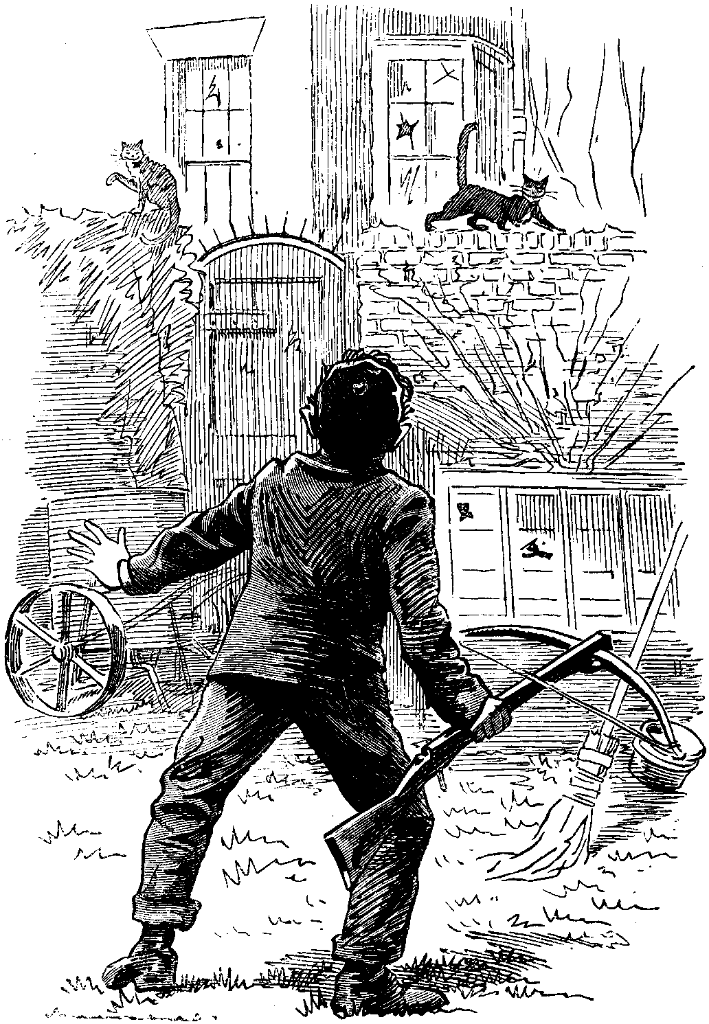 'And, in shooting at the cats with a crossbow, I had the misfortune to break several windows.'