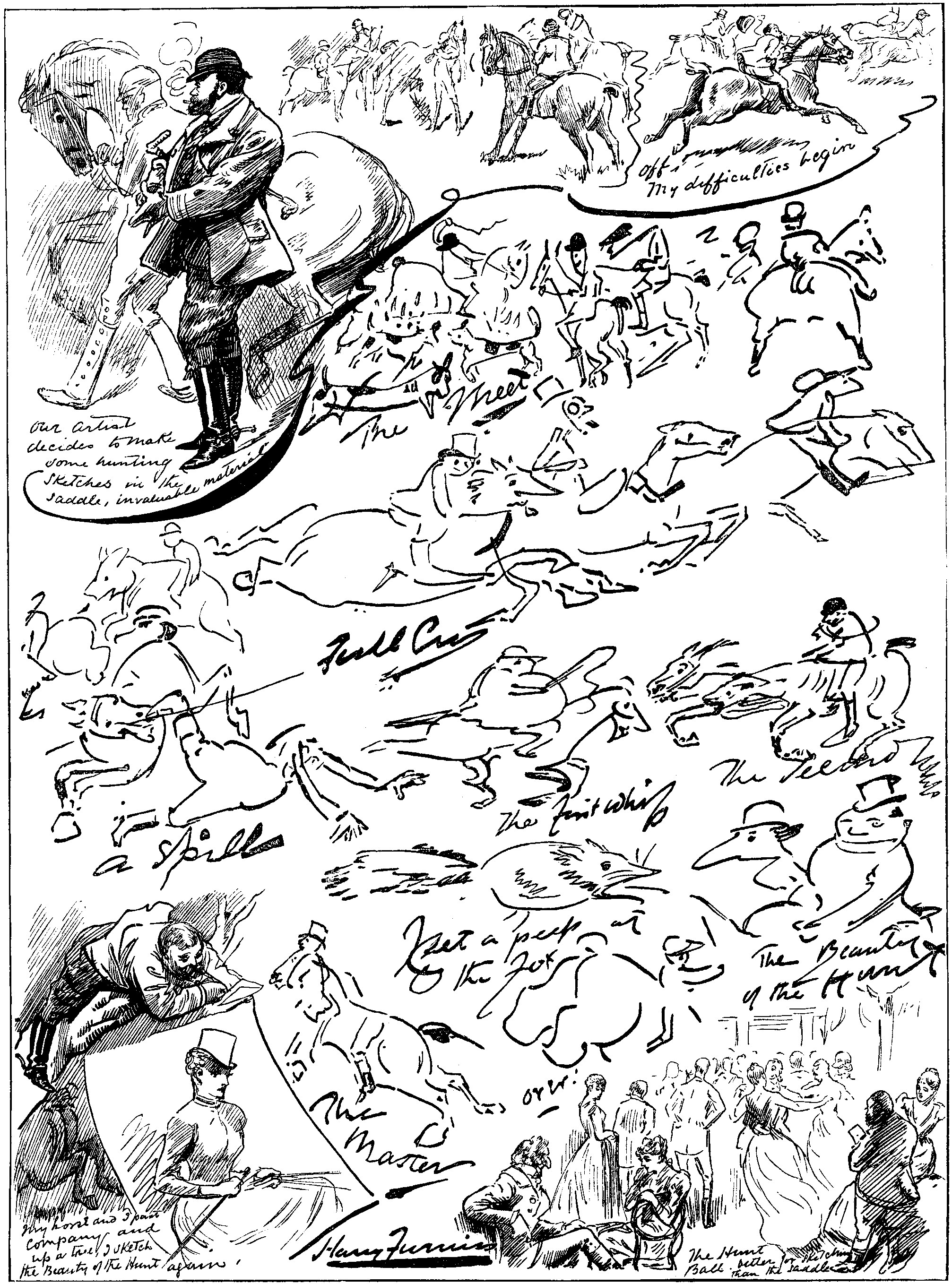 SKETCHES IN THE SADDLE BY OUR SPECIAL SPORTING ARTIST ON THE SPOT.