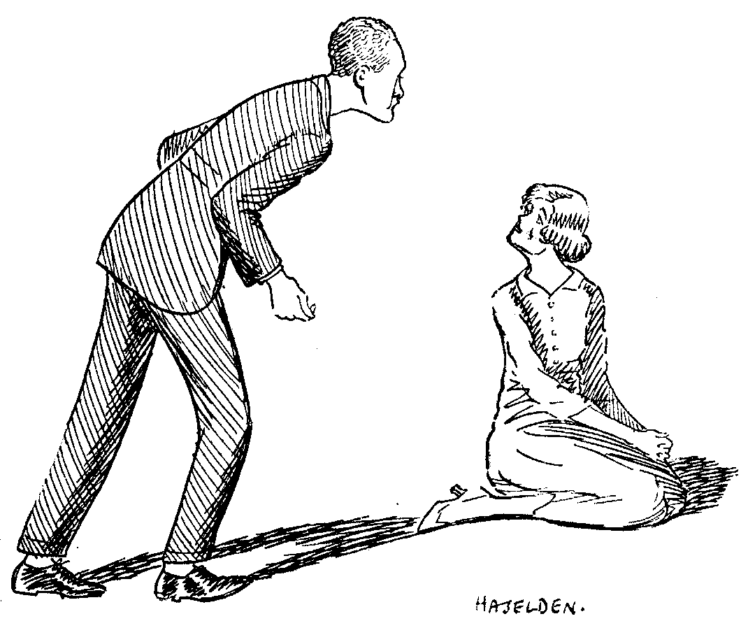 A Fairy Godmother (Miss RENÉE KELLY) reduced to tears by the unsusceptibility of her Godchild (MR. OWEN NARES).